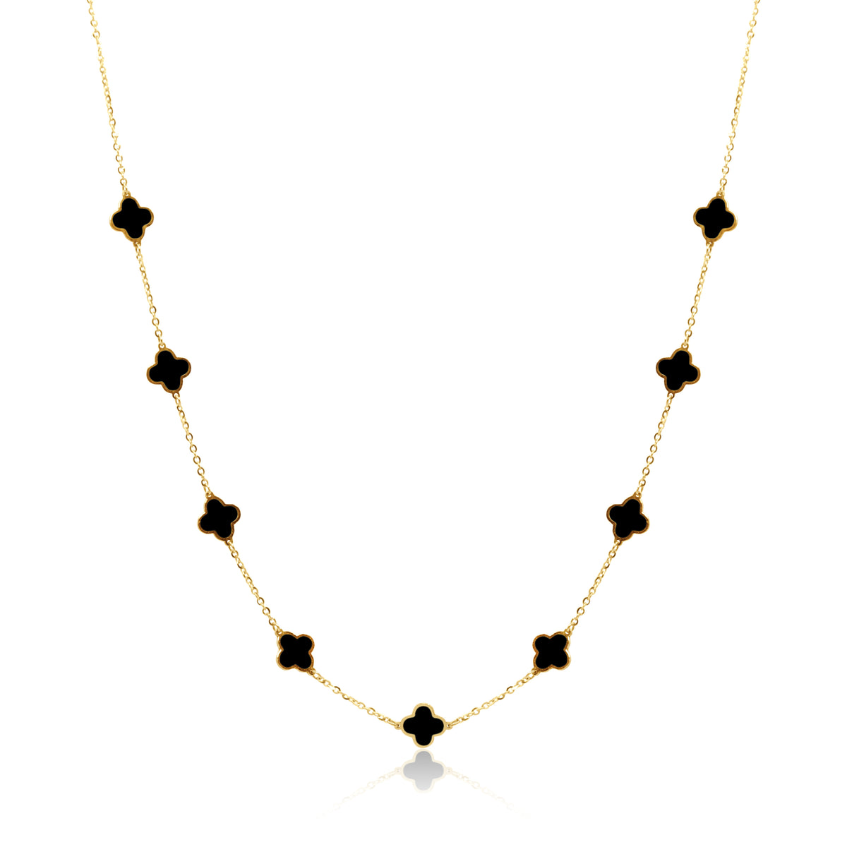 Stone Flower Necklace - Black Onyx