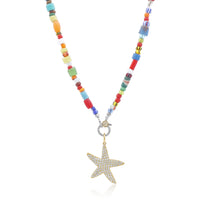 African Glass Beaded Necklace - Two Tone Clasp