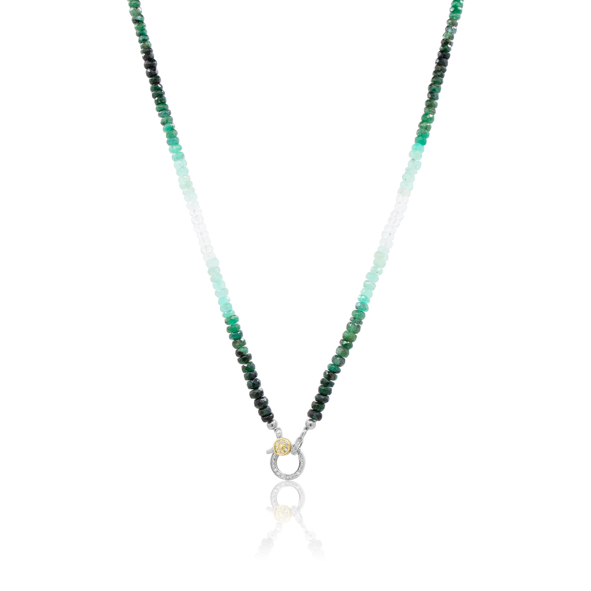 Graduated Emerald Sparkle Necklace - Two Tone Clasp