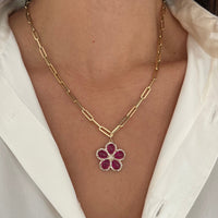 Ruby Flower Pendant
