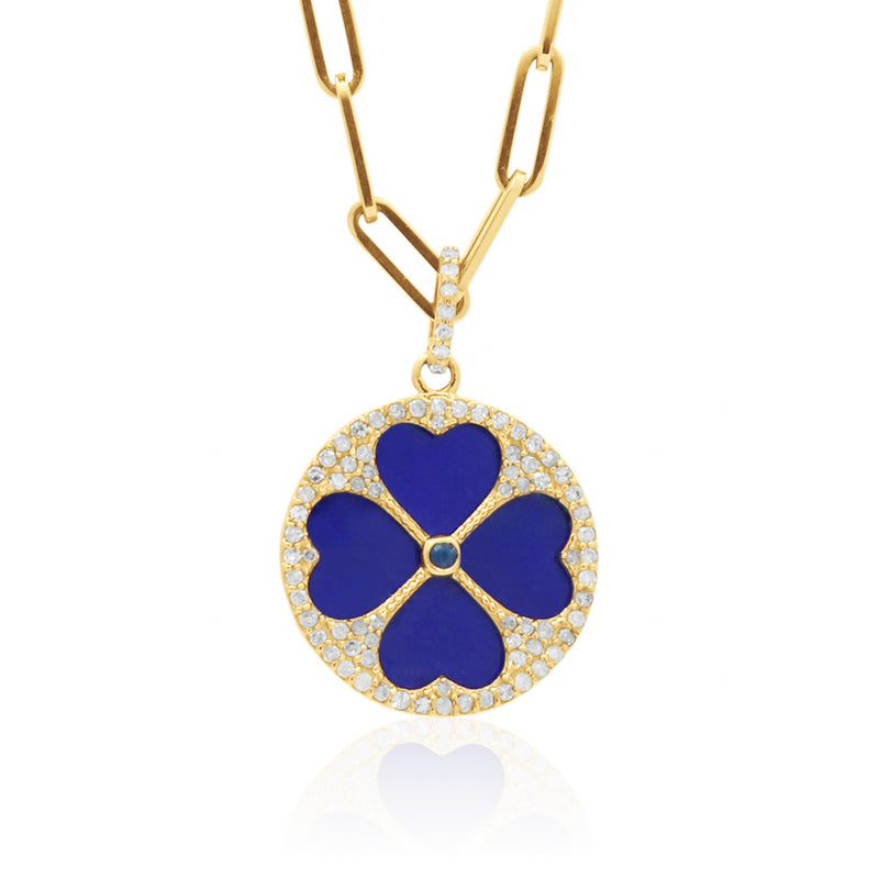 Clover Pendant Large - Pink Opal