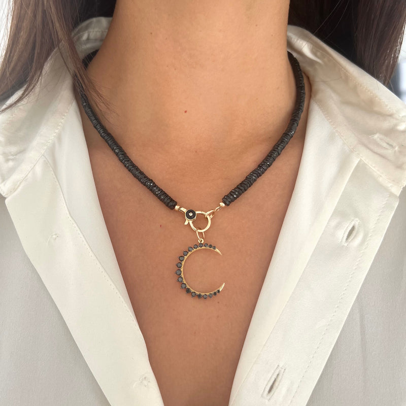 Black Diamond Moon Pendant