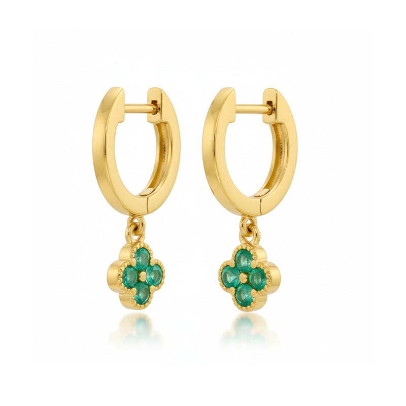 Emerald Flower Drop Huggies