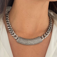 Sterling Silver Cuban Link with Diamond Bar
