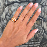 Orange Heart Pinky Ring