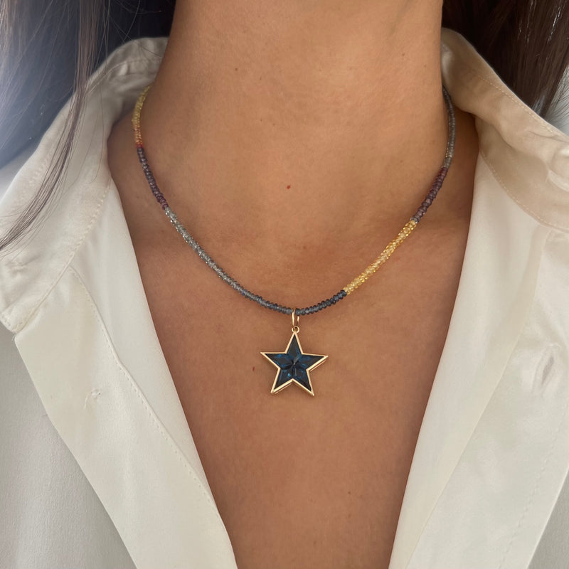 Topaz Star Pendant on Sapphire Necklace