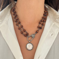 Naga Shell Pendant with Sandal Wood Beaded Necklace