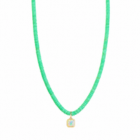 Chrysoprase Necklace with Opal Charm