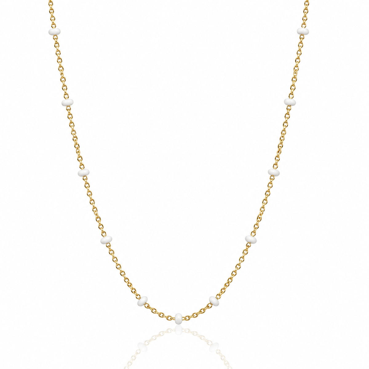 White Enamel Dot Chain