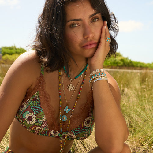 Jasper Beaded Necklace - Gold Clasp