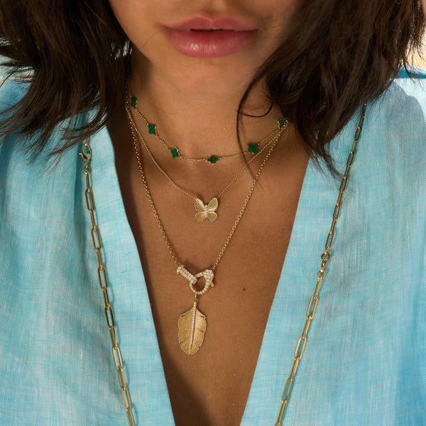 Fluted Butterfly Necklace - Diamond