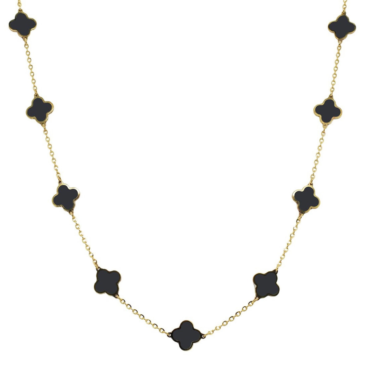 Stone Flower Necklace - Black Onyx