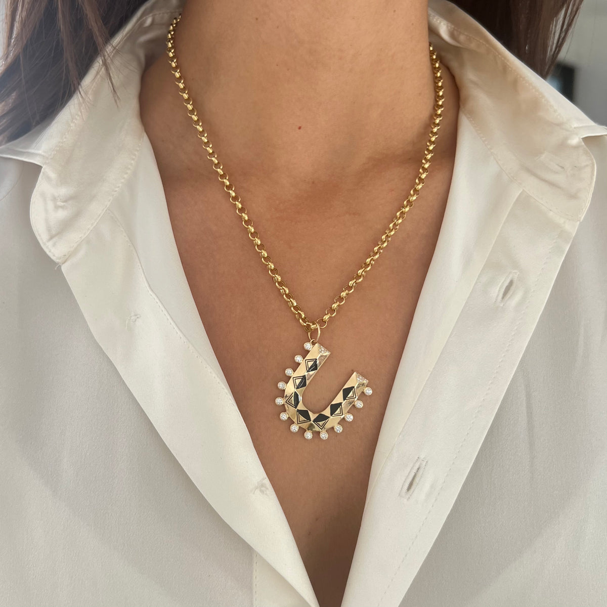 Horse Shoe Charm on Rolo Chain