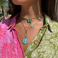 Stone Flower Necklace - Turquoise