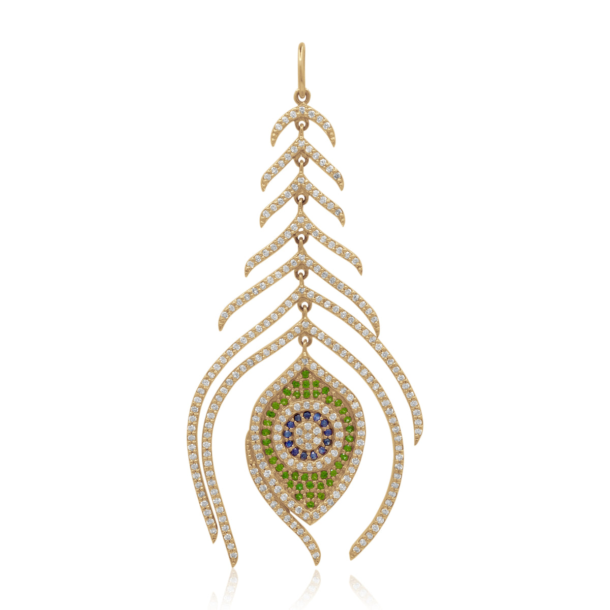 Third Eye Feather Pendant Peridot