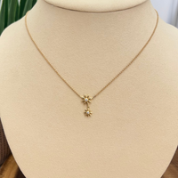 Double Flower Necklace Dainty