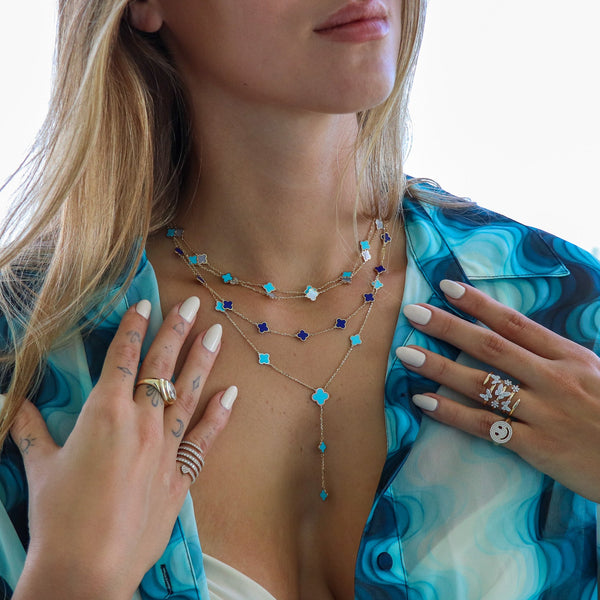 Stone Flower Lariat - Turquoise
