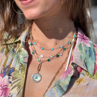 Stone Flower Necklace - Turquoise