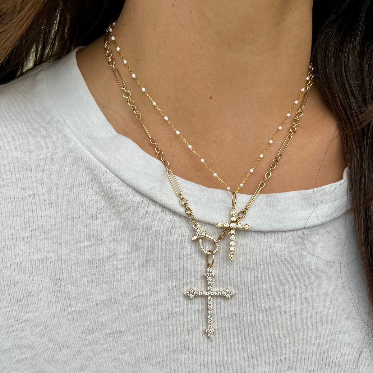 White Enamel Dot Chain