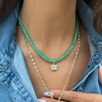 Chrysoprase Necklace with Opal Charm