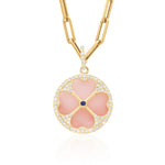 Clover Pendant Large - Pink Opal