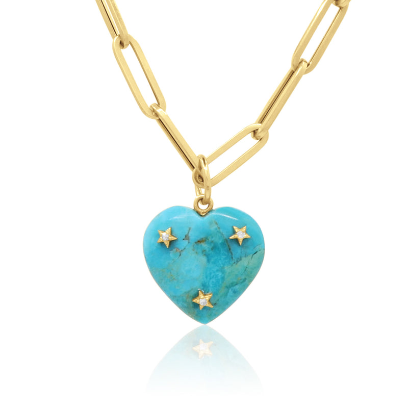 Stone Heart Pendant - Turquoise