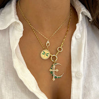 Emerald Dragonfly Coin Pendant