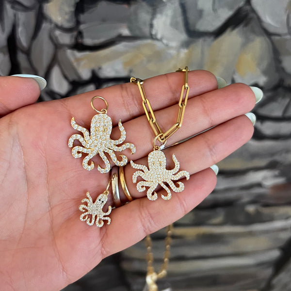 Diamond Octopus Pendant - Mini