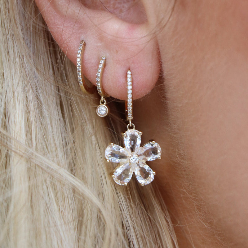 14k Yellow Gold Fiore Earrings - White Topaz