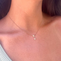 Double Flower Necklace Dainty
