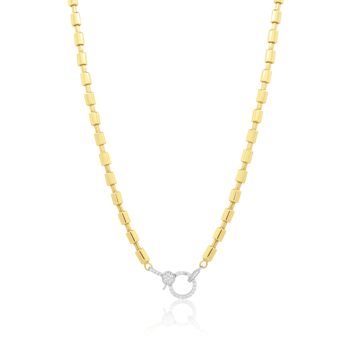 Diamond Clasp Barrel Chain Necklace