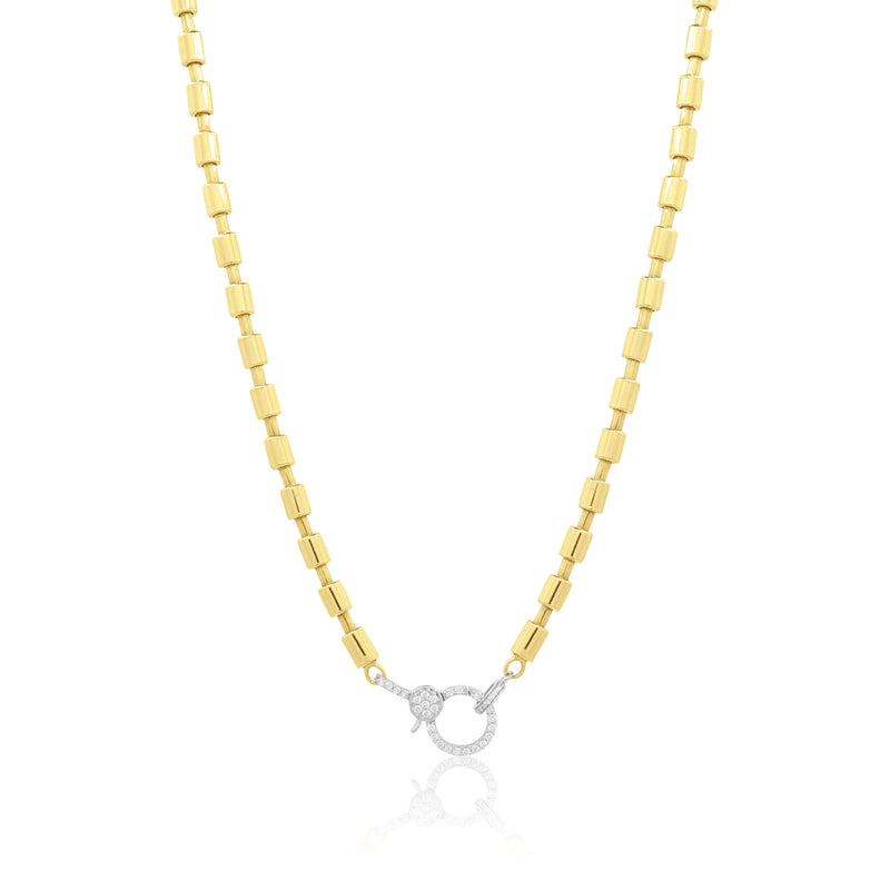 Diamond Clasp Barrel Chain Necklace