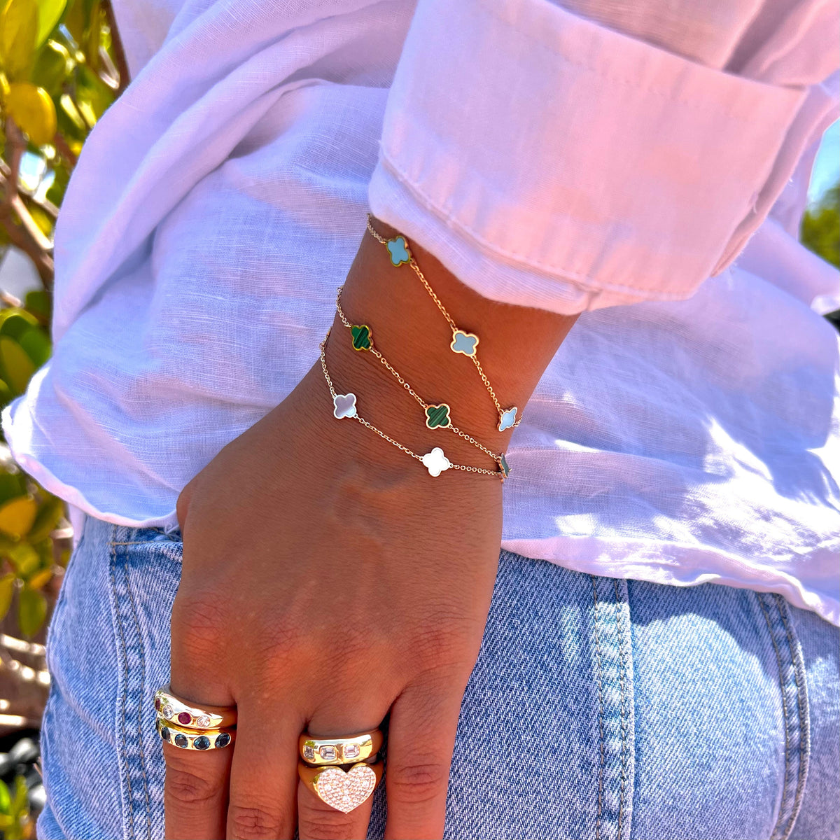 Stone Flower Bracelet - Turquoise