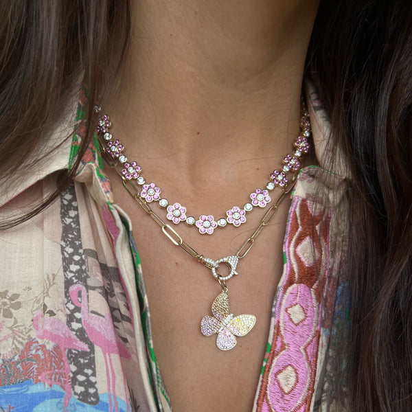 Blossom Flower Necklace - Pink Sapphire