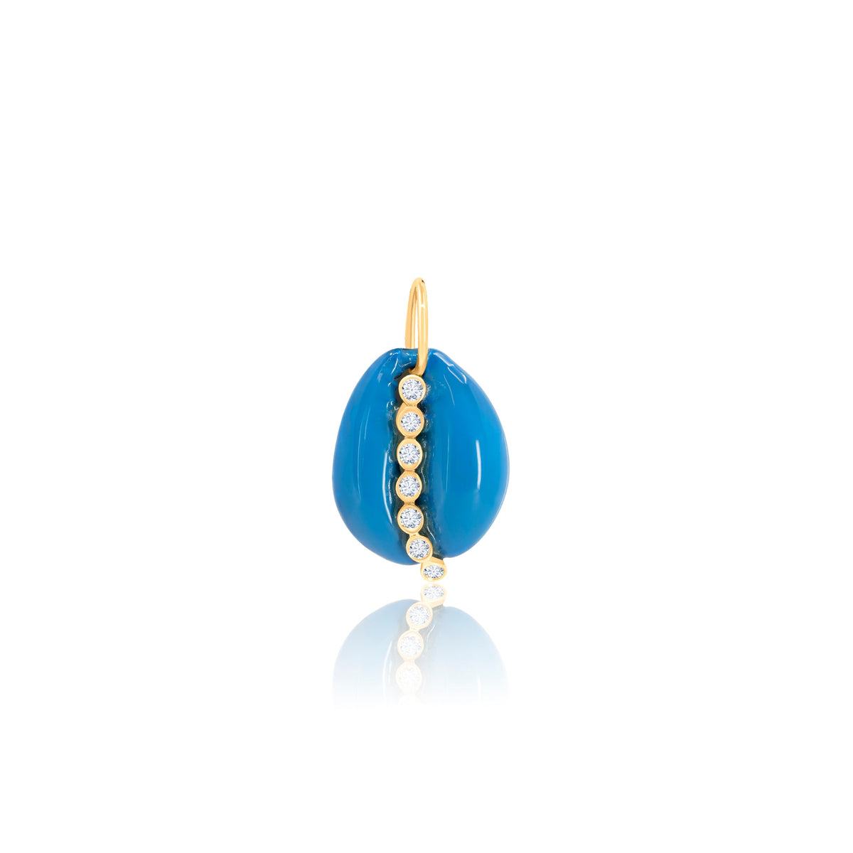 Shell Pendant in Blue Enamel