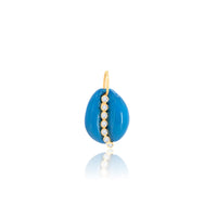 Shell Pendant in Blue Enamel