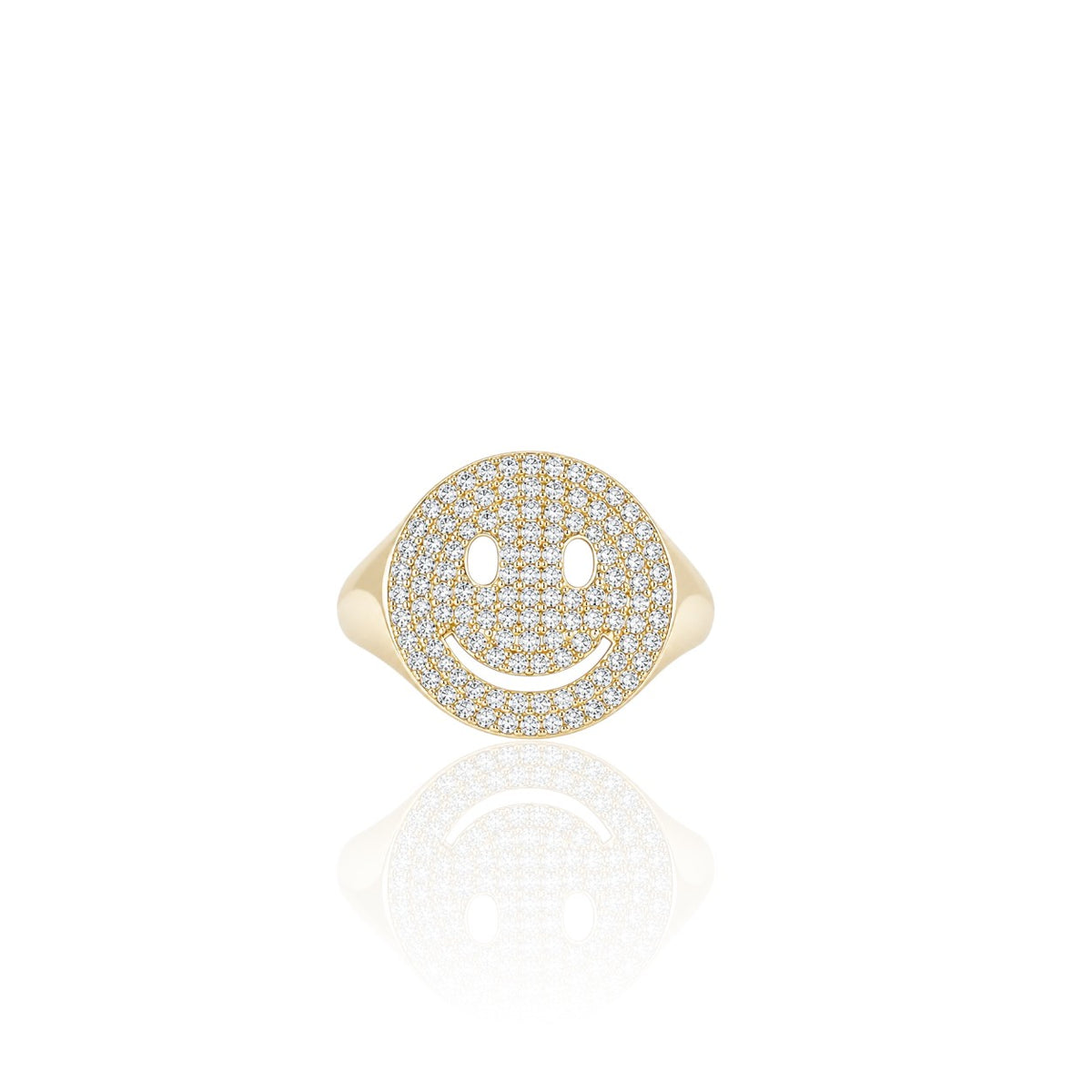 Diamond Happy Face Pinky Ring