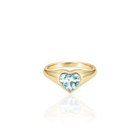 Blue Topaz Heart Pinky Ring