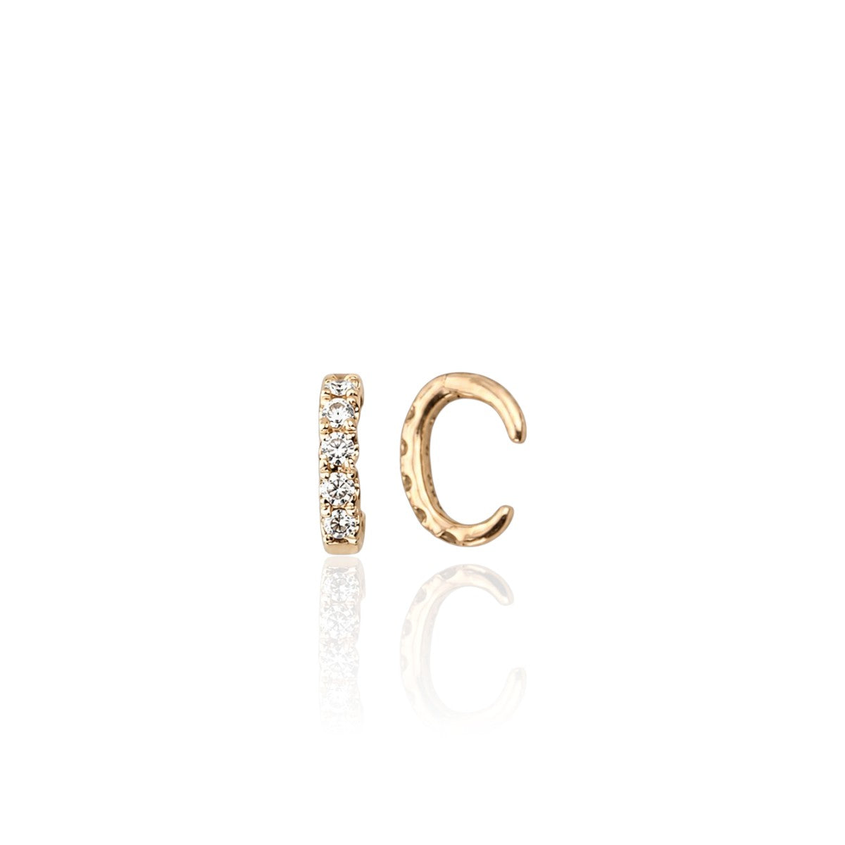 Single Yellow Gold Diamond Ear Cuff