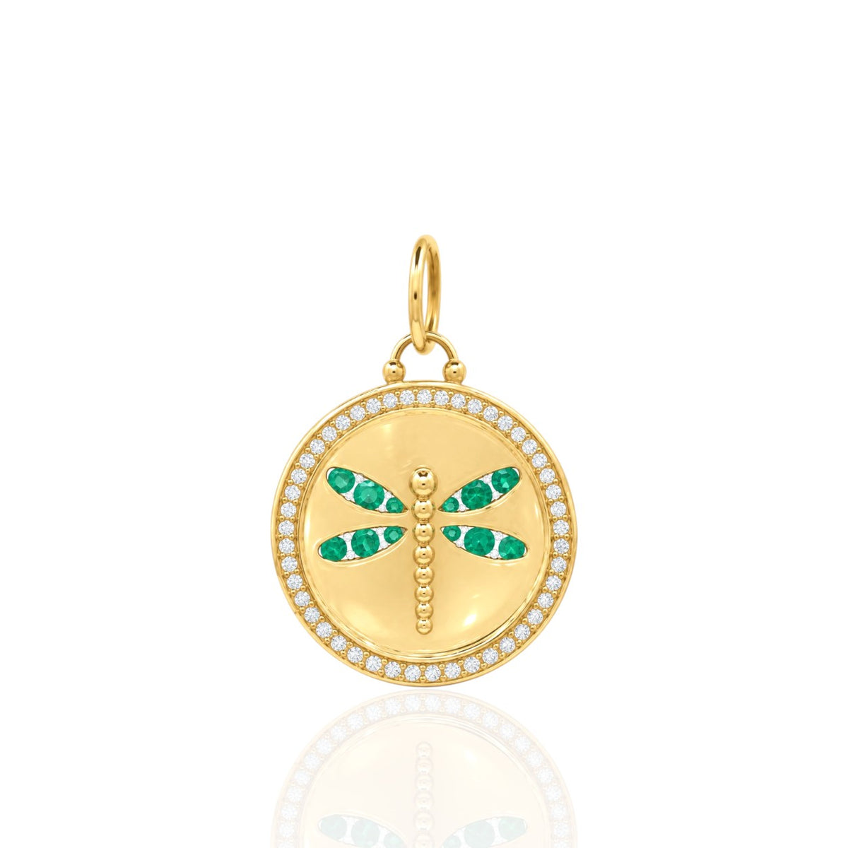 Emerald Dragonfly Coin Pendant