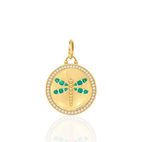 Emerald Dragonfly Coin Pendant