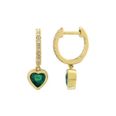 Emerald Heart Drop Huggies