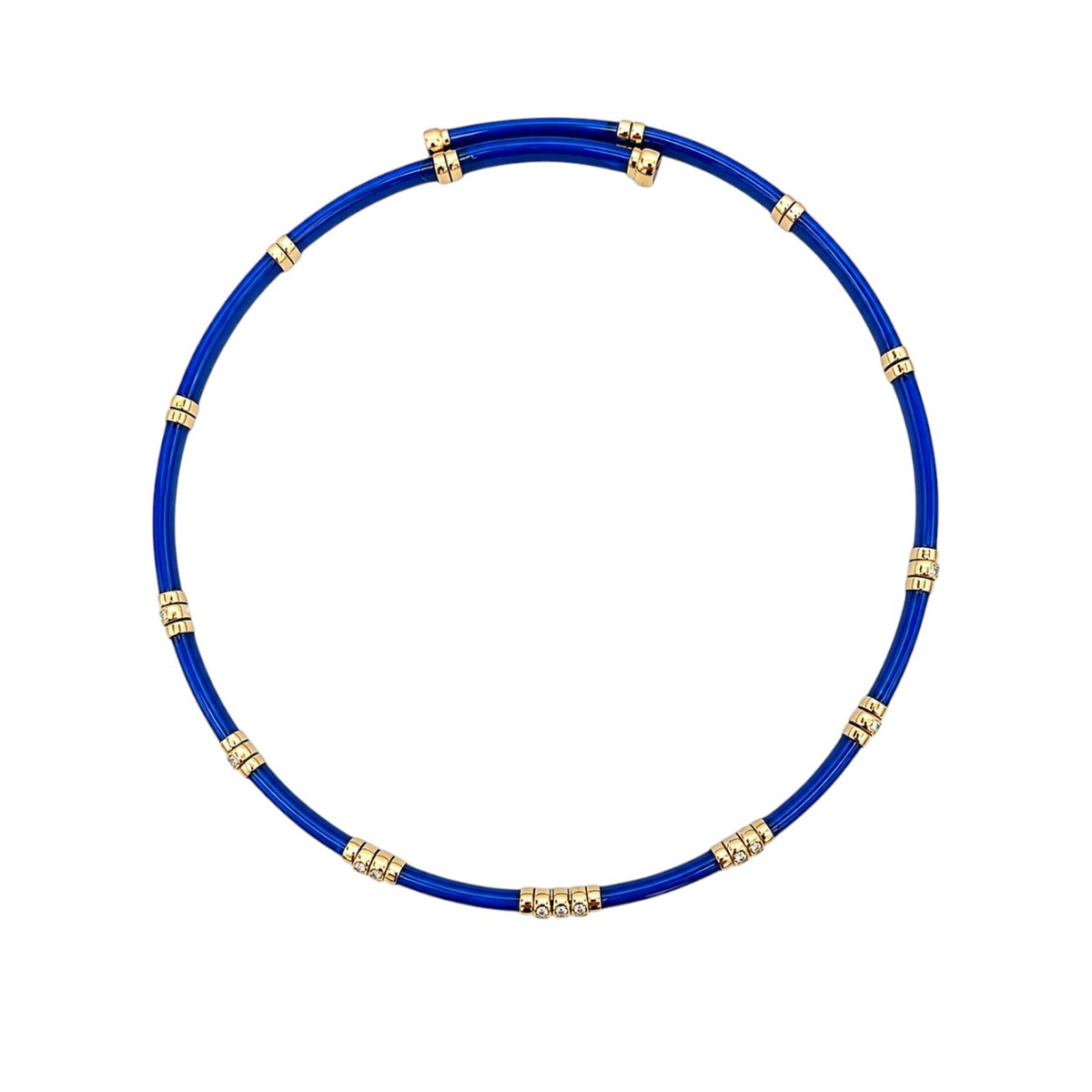 Rose Gold and Blue Enamel Choker