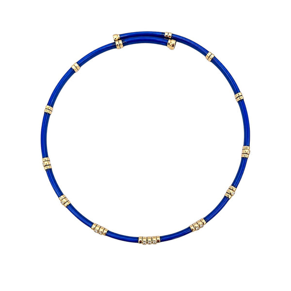 Rose Gold and Blue Enamel Choker