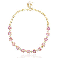 Blossom Flower Necklace - Pink Sapphire