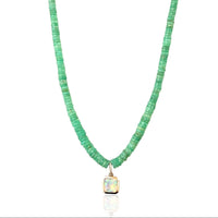 Chrysoprase Necklace with Opal Charm