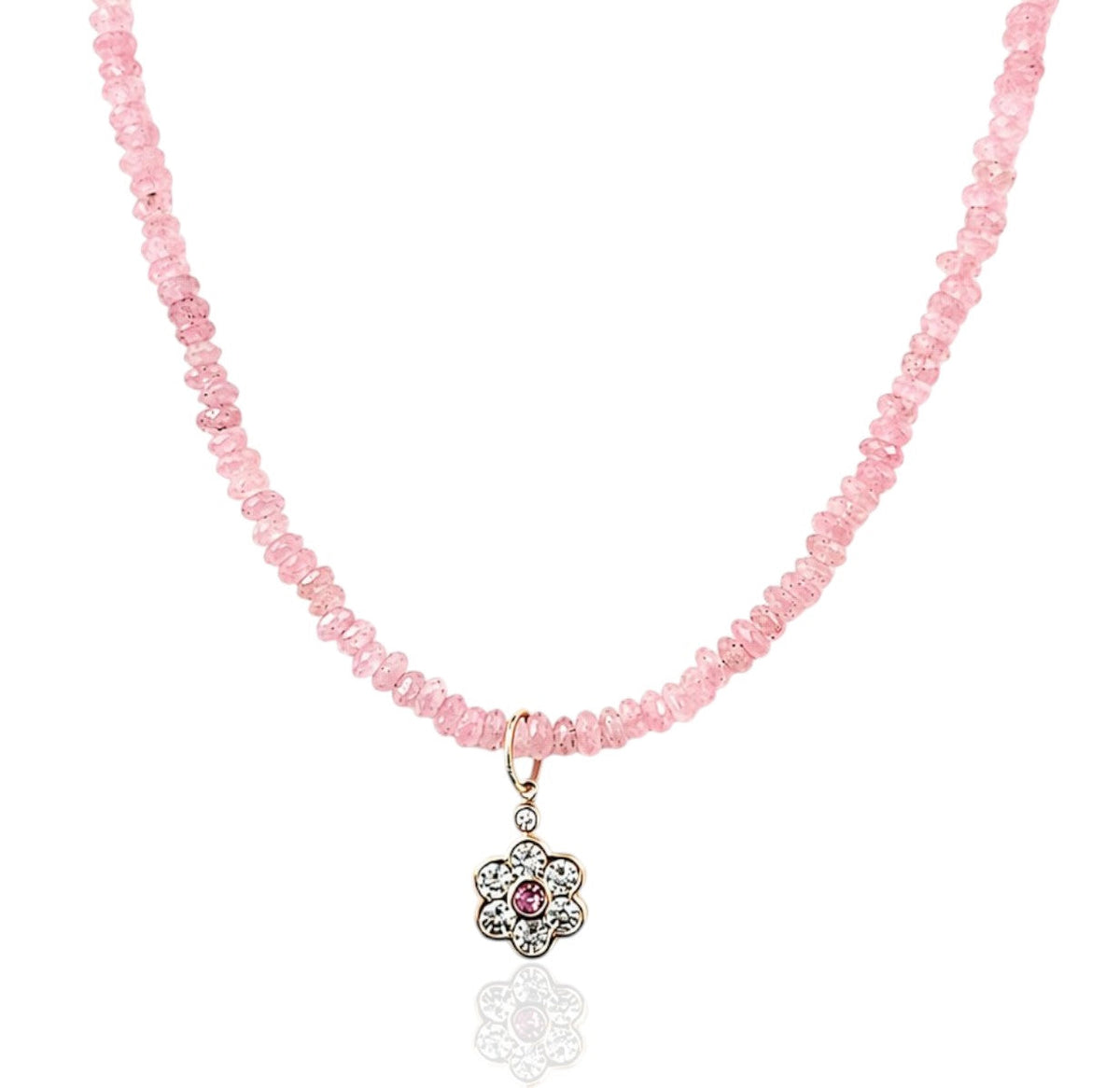 Pink Quartz w Sapphire Flower