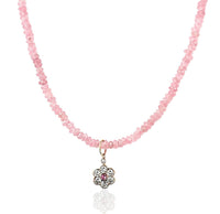Pink Quartz w Sapphire Flower