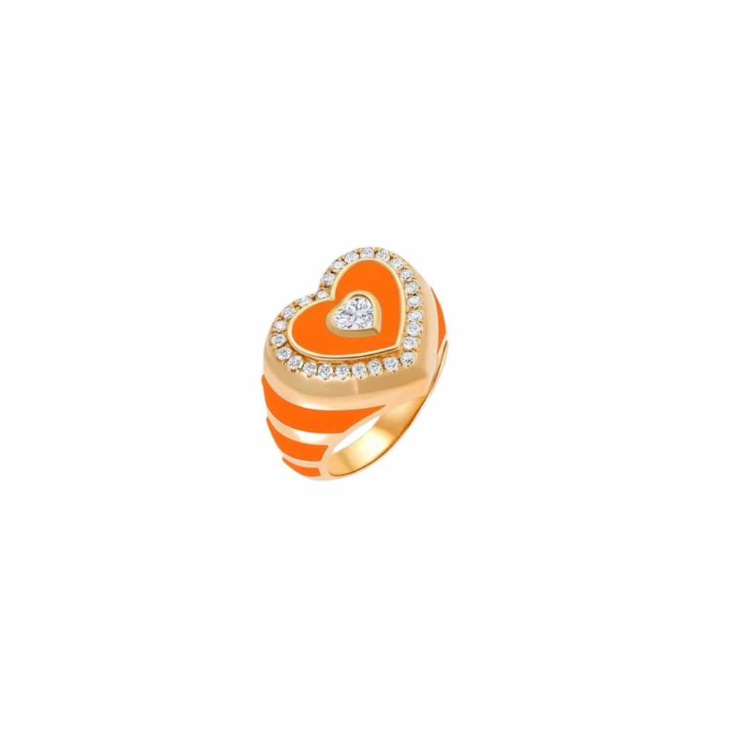 Orange Heart Pinky Ring