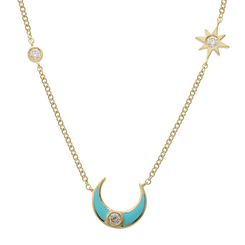 14k Yellow Gold Blue Moon and Star